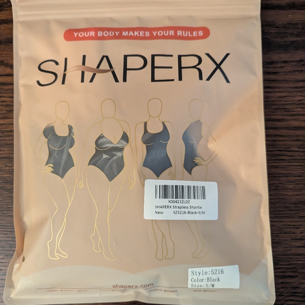 ShaperRx Black Strapless Shortie Shapewear Size S/M NWT